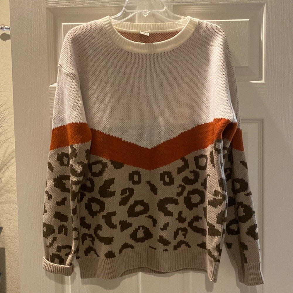 Leopard block sweater